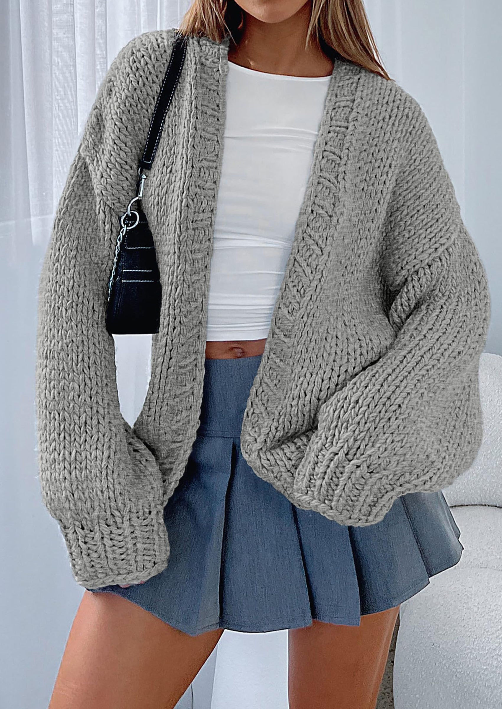 PRETTYGARDEN Cardigan Sweaters for Women Trendy Fall Fashion Long Sleeve Chunky Knit Cardigans Winter Clothing Outfits