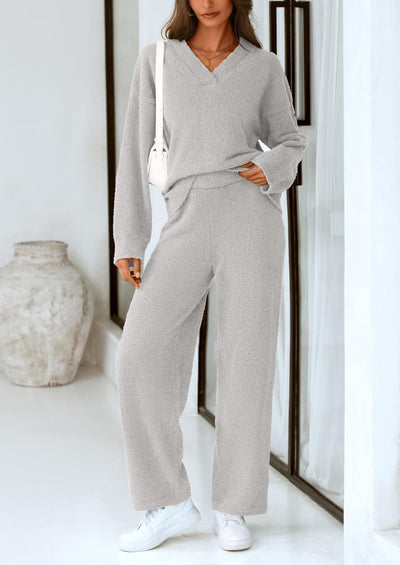 PRETTYGARDEN Lounge Sets for Women Two Piece Sweaters Pajama Set Fall Fashion Loungewear Outfits Matching Winter Clothes
