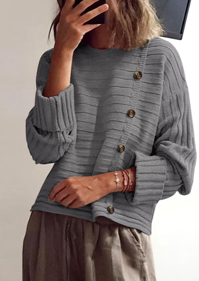 PRETTYGARDEN Womens Sweaters Fall Casual Long Sleeve Crewneck Button Loose Winter Knit Pullover Sweater Tops