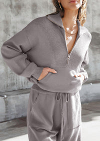 PRETTYGARDEN Women's 2 Piece Sweater Set Pullover Zip Up Sweatshirt Jogger Sweatpants Tracksuit Casual Outfit