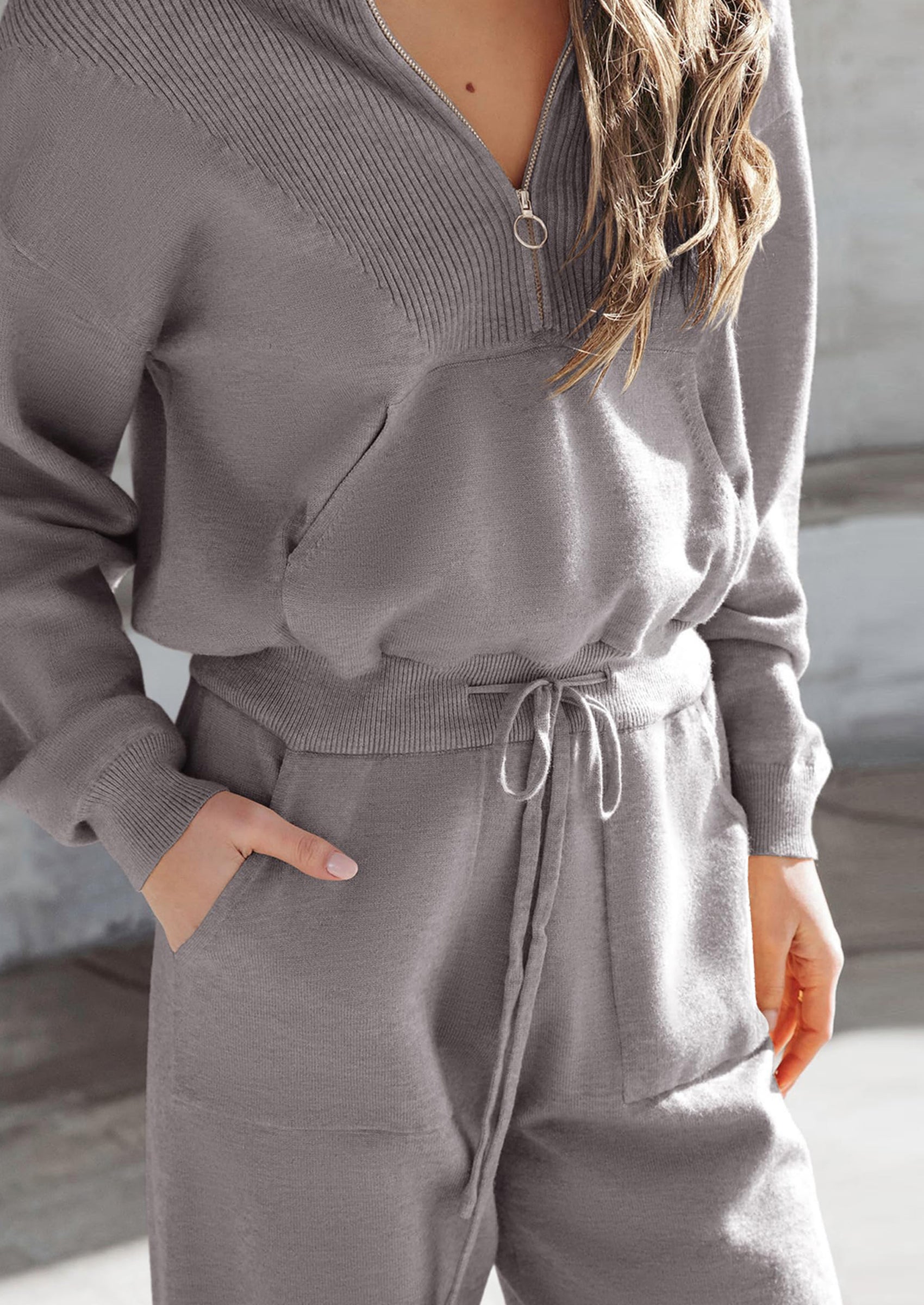 PRETTYGARDEN Women's 2 Piece Sweater Set Pullover Zip Up Sweatshirt Jogger Sweatpants Tracksuit Casual Outfit