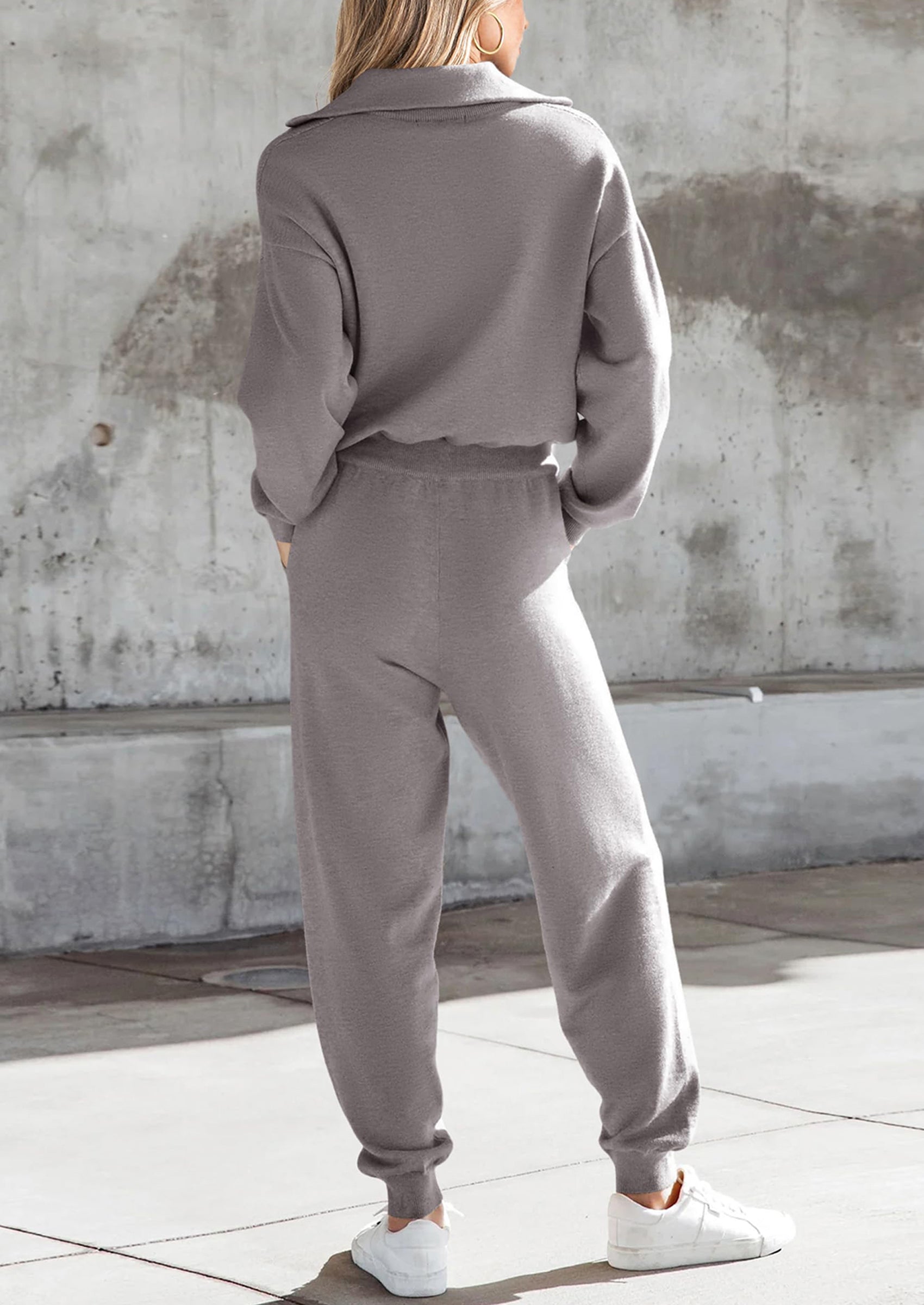 PRETTYGARDEN Women's 2 Piece Sweater Set Pullover Zip Up Sweatshirt Jogger Sweatpants Tracksuit Casual Outfit