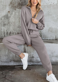 PRETTYGARDEN Women's 2 Piece Sweater Set Pullover Zip Up Sweatshirt Jogger Sweatpants Tracksuit Casual Outfit