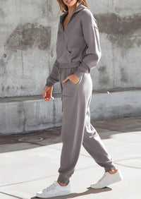 PRETTYGARDEN Women's 2 Piece Sweater Set Pullover Zip Up Sweatshirt Jogger Sweatpants Tracksuit Casual Outfit