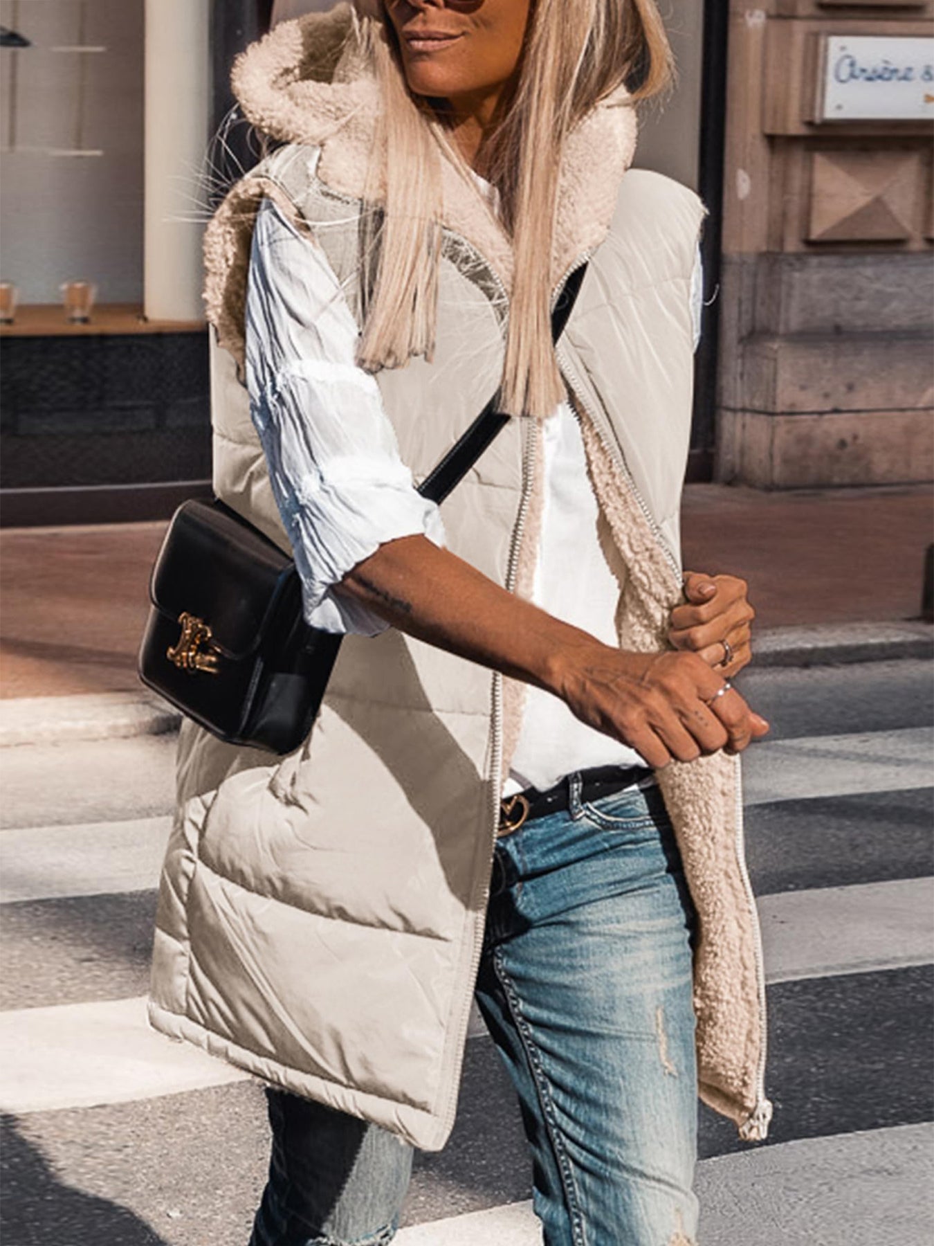 PRETTYGARDEN Womens Fall Reversible Vests Sleeveless Fleece Jacket Zip Up Hoodie Pockets Long Warm Winter Coat Outerwear