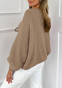 PRETTYGARDEN Women's Tie Front Bow Cardigan Sweaters Chunky Knit Long Puff Sleeve Trendy Fall Winter Jacket Coats