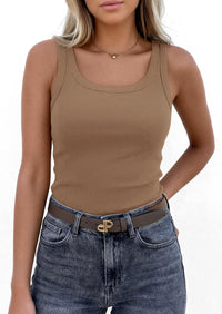 PRETTYGARDEN Womens Summer Tops Spring Cute Sleeveless Scoop Neck Workout Tank Top Casual Ribbed Knit Basic Cami Shirts PRETTYGARDEN