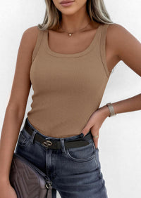 PRETTYGARDEN Womens Summer Tops Spring Cute Sleeveless Scoop Neck Workout Tank Top Casual Ribbed Knit Basic Cami Shirts PRETTYGARDEN