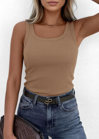 PRETTYGARDEN Womens Summer Tops Spring Cute Sleeveless Scoop Neck Workout Tank Top Casual Ribbed Knit Basic Cami Shirts PRETTYGARDEN