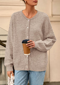 PRETTYGARDEN Fall Long Sleeve Cardigans for Women Trendy Open Front Winter Button Down Crewneck Soft Knit Sweater Jacket