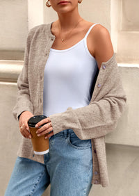 PRETTYGARDEN Fall Long Sleeve Cardigans for Women Trendy Open Front Winter Button Down Crewneck Soft Knit Sweater Jacket