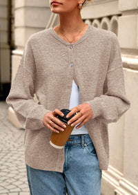 PRETTYGARDEN Fall Long Sleeve Cardigans for Women Trendy Open Front Winter Button Down Crewneck Soft Knit Sweater Jacket