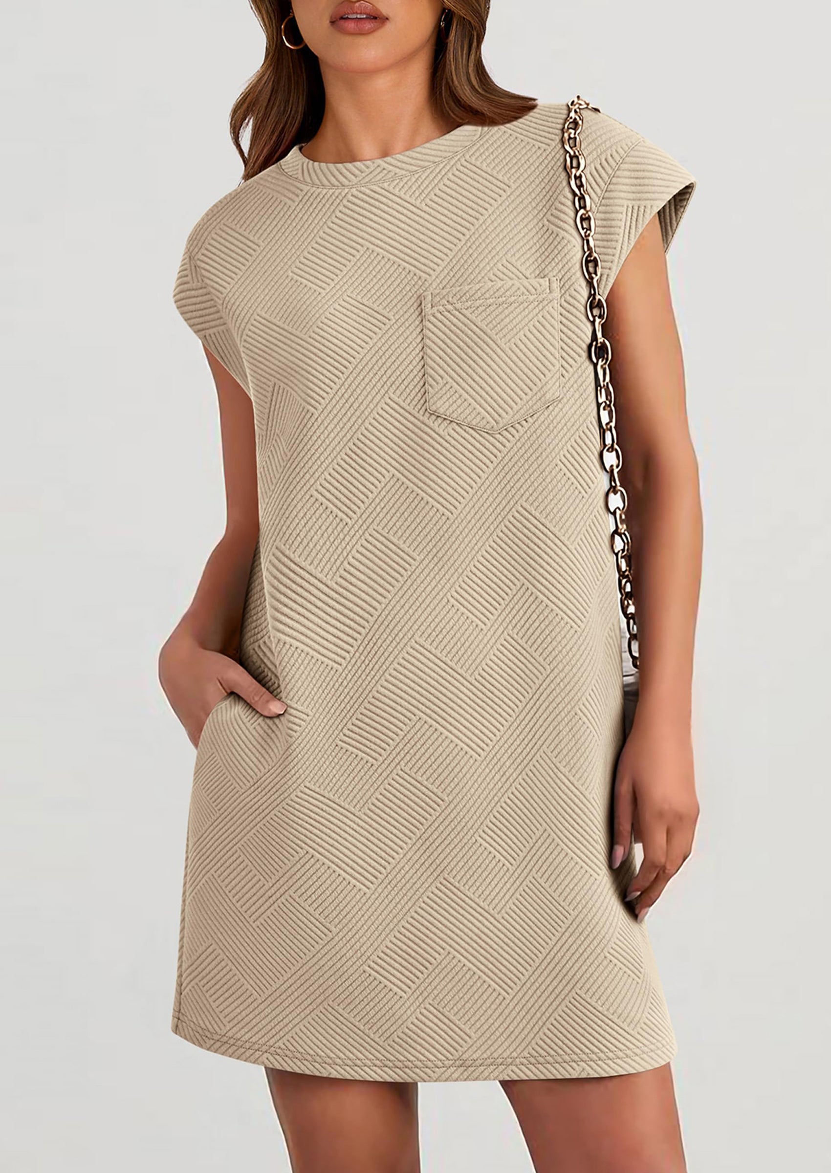 PRETTYGARDEN Women's Summer Short T Shirt Dress Cap Sleeve Crew Neck Casual Loose Basic Mini Dresses