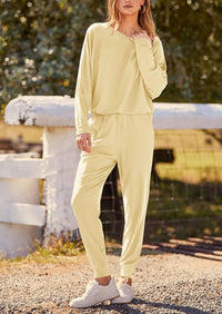 PRETTYGARDEN Women's Fall 2 Piece Lounge Set Long Sleeve Tops Ribbed Pants Spring Matching Sweatsuit Travel Outfits Clothes