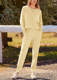 PRETTYGARDEN Women's Fall 2 Piece Lounge Set Long Sleeve Tops Ribbed Pants Spring Matching Sweatsuit Travel Outfits Clothes