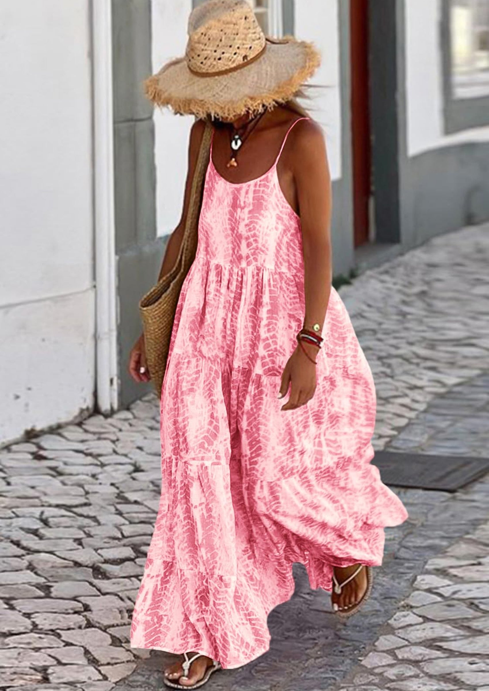 PRETTYGARDEN Women Summer Dresses Spaghetti Strap Scoop Neck Floral Ma
