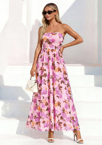 PRETTYGARDEN Womens Boho Maxi Dress 2026 Summer Floral Tube Strapless Spring Wedding Guest Cocktail Long Dresses PRETTYGARDEN