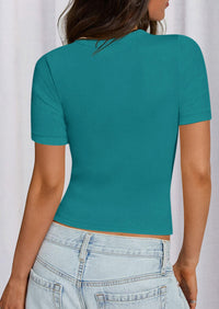 PRETTYGARDEN Women Summer Crew Neck Short Sleeve Tops Ribbed Knit Slim Fit Fashion Basic Tee Shirts Casual Going Out Top PRETTYGARDEN