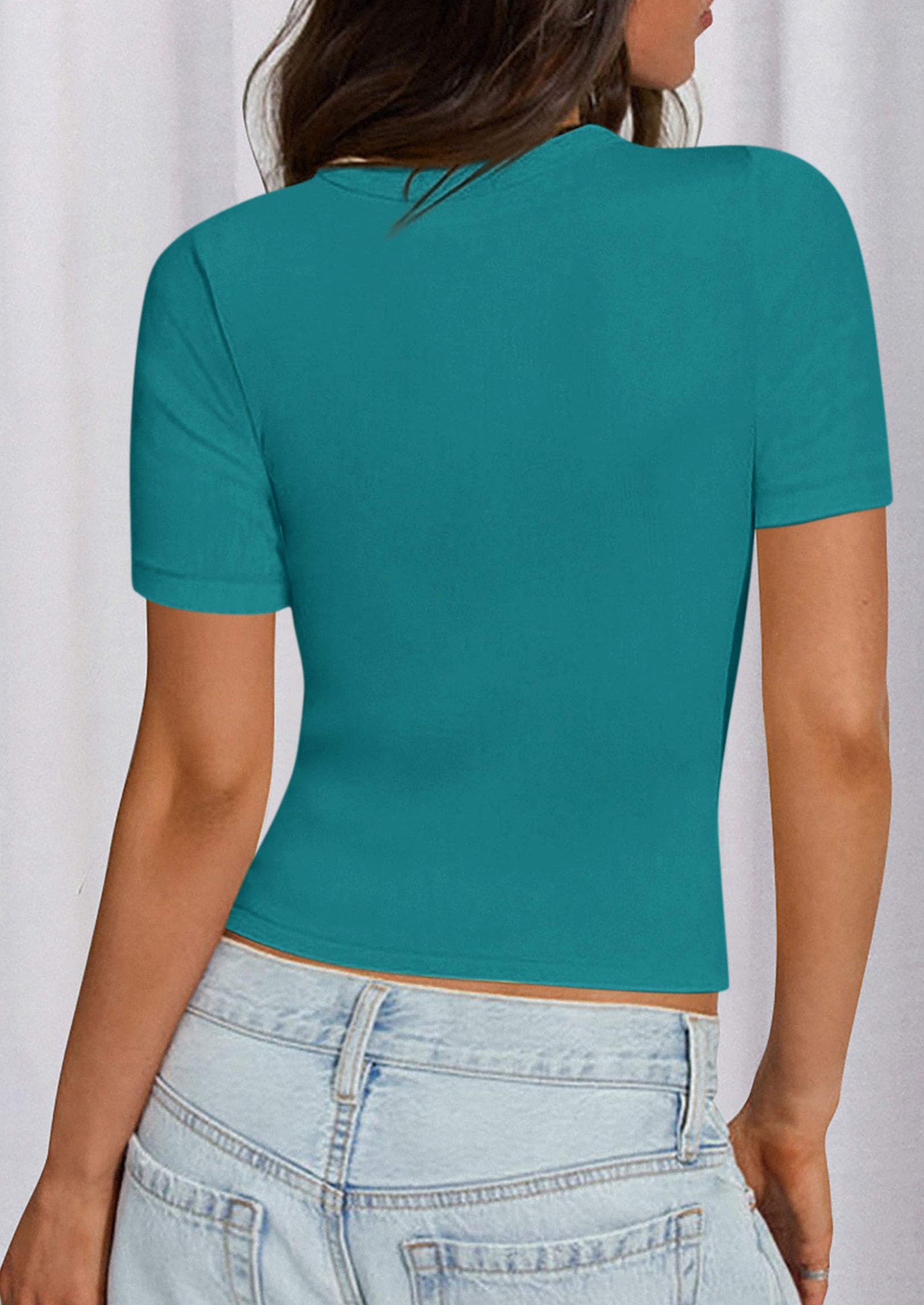 PRETTYGARDEN Women Summer Crew Neck Short Sleeve Tops Ribbed Knit Slim Fit Fashion Basic Tee Shirts Casual Going Out Top PRETTYGARDEN