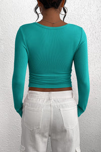 PRETTYGARDEN Women's Spring Fall Long Sleeve Henley T Shirts Button Ribbed Knit Slim Fit Casual Basic Tops Blouse