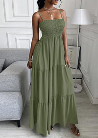 PRETTYGARDEN Women's Summer Maxi Dress Casual Boho Sleeveless Spaghetti Strap Smocked Tiered Long Beach Sundresses PRETTYGARDEN