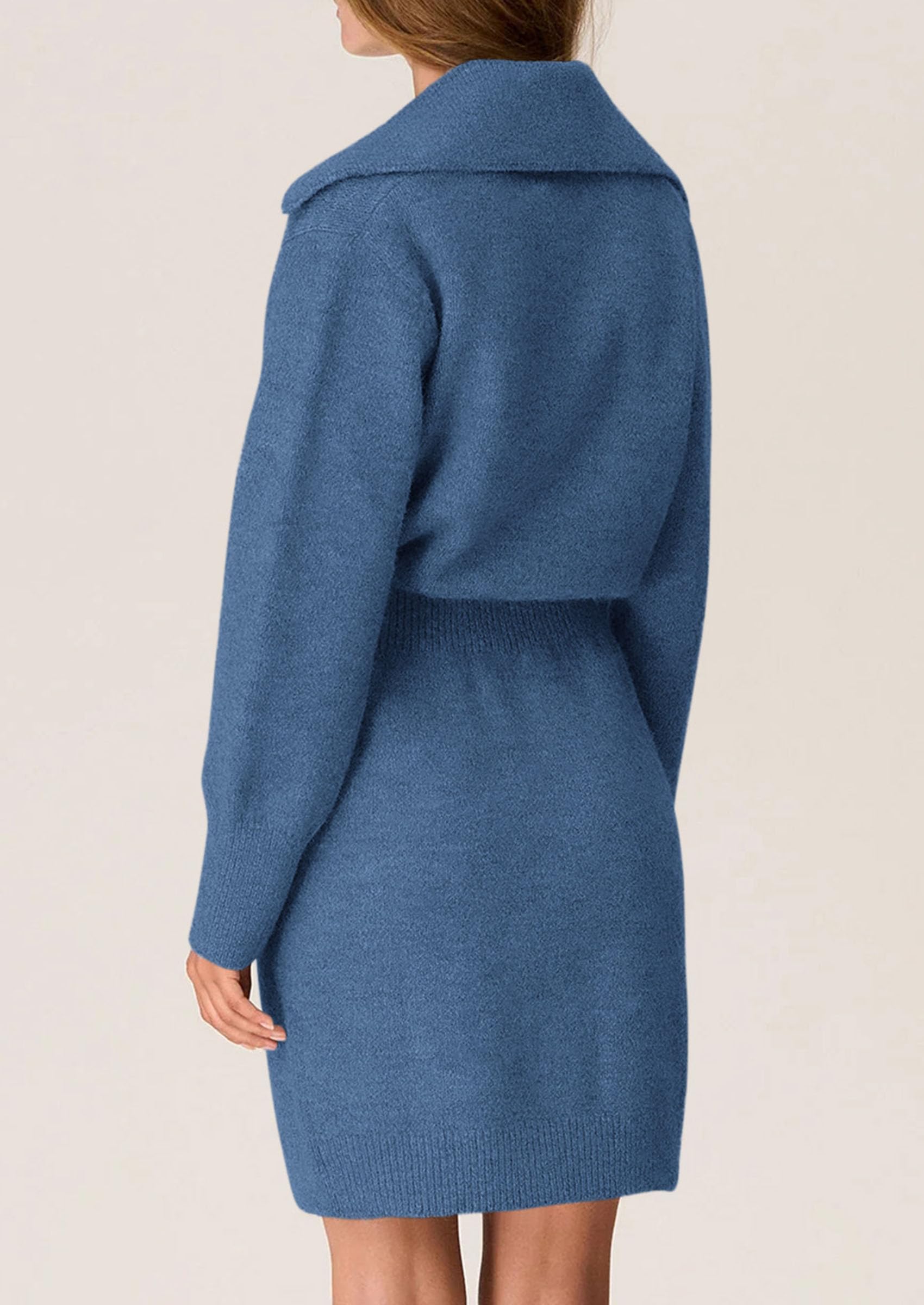 PRETTYGARDEN Sweater Dresses for Women Trendy Long Sleeve Button Down Short Spring Dress