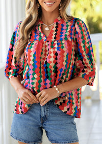 PRETTYGARDEN Women's Summer Floral Blouses Dressy Casual Half Sleeve V Neck Going Out Boho Tops Spring Fashion Clothing