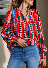 PRETTYGARDEN Women's Boho Floral Blouses Dressy Casual | Trendy Printed, Long Sleeve V Neck Tops, Bohemian Polka Dot Striped Shirt, Going Out Vacation Outfits, Fall Fashion Clothing