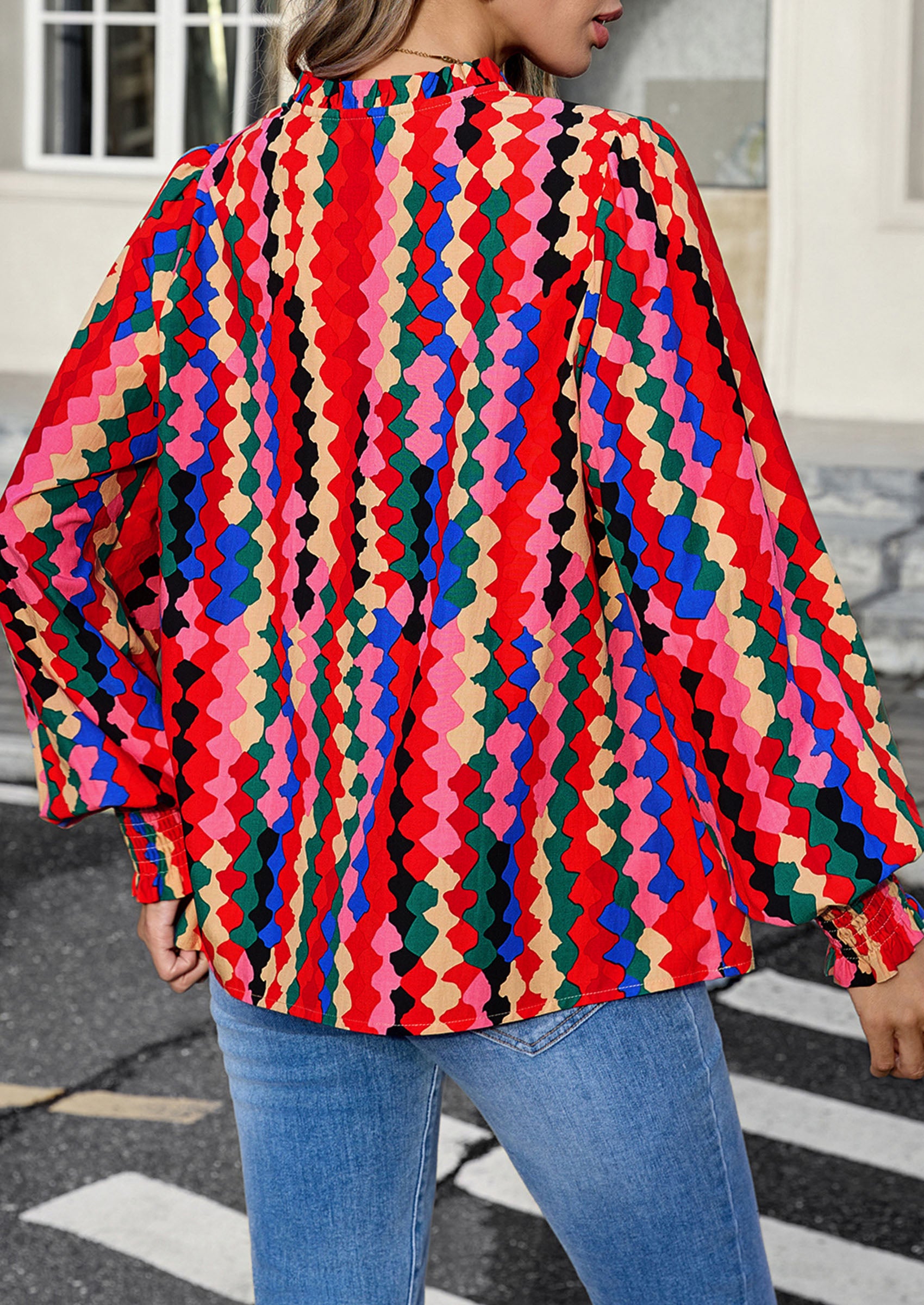 PRETTYGARDEN Women's Boho Floral Blouses Dressy Casual | Trendy Printed, Long Sleeve V Neck Tops, Bohemian Polka Dot Striped Shirt, Going Out Vacation Outfits, Fall Fashion Clothing