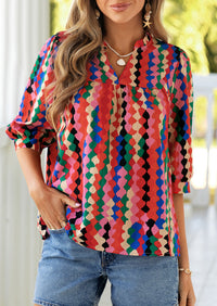 PRETTYGARDEN Women's Summer Floral Blouses Dressy Casual Half Sleeve V Neck Going Out Boho Tops Spring Fashion Clothing
