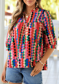 PRETTYGARDEN Women's Summer Floral Blouses Dressy Casual Half Sleeve V Neck Going Out Boho Tops Spring Fashion Clothing