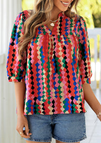 PRETTYGARDEN Women's Summer Floral Blouses Dressy Casual Half Sleeve V Neck Going Out Boho Tops Spring Fashion Clothing