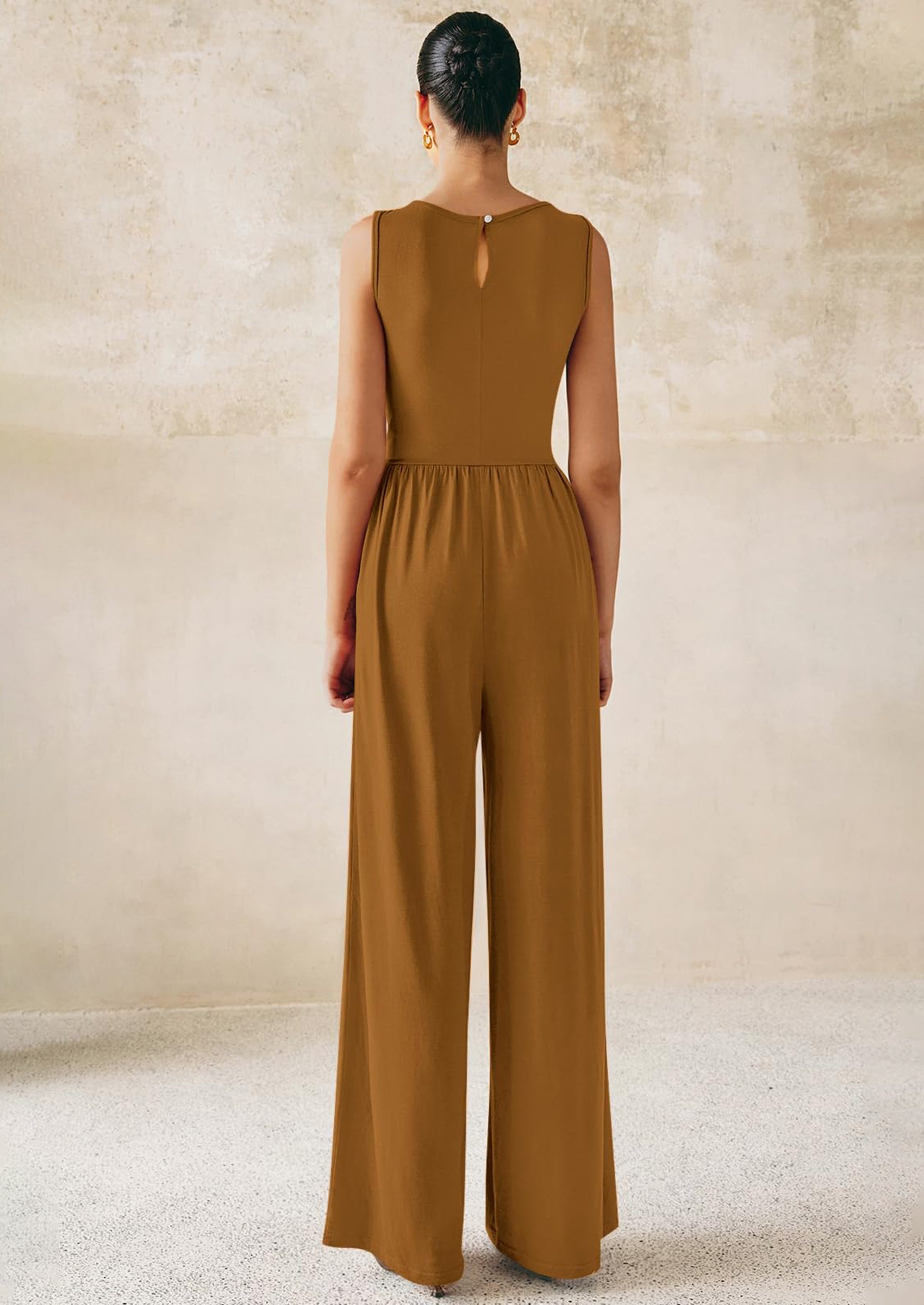 PRETTYGARDEN One Piece Jumpsuits for Women Dressy Casual Sleeveless Crewneck Wide Leg Rompers Jumpers Vacation Summer Outfits
