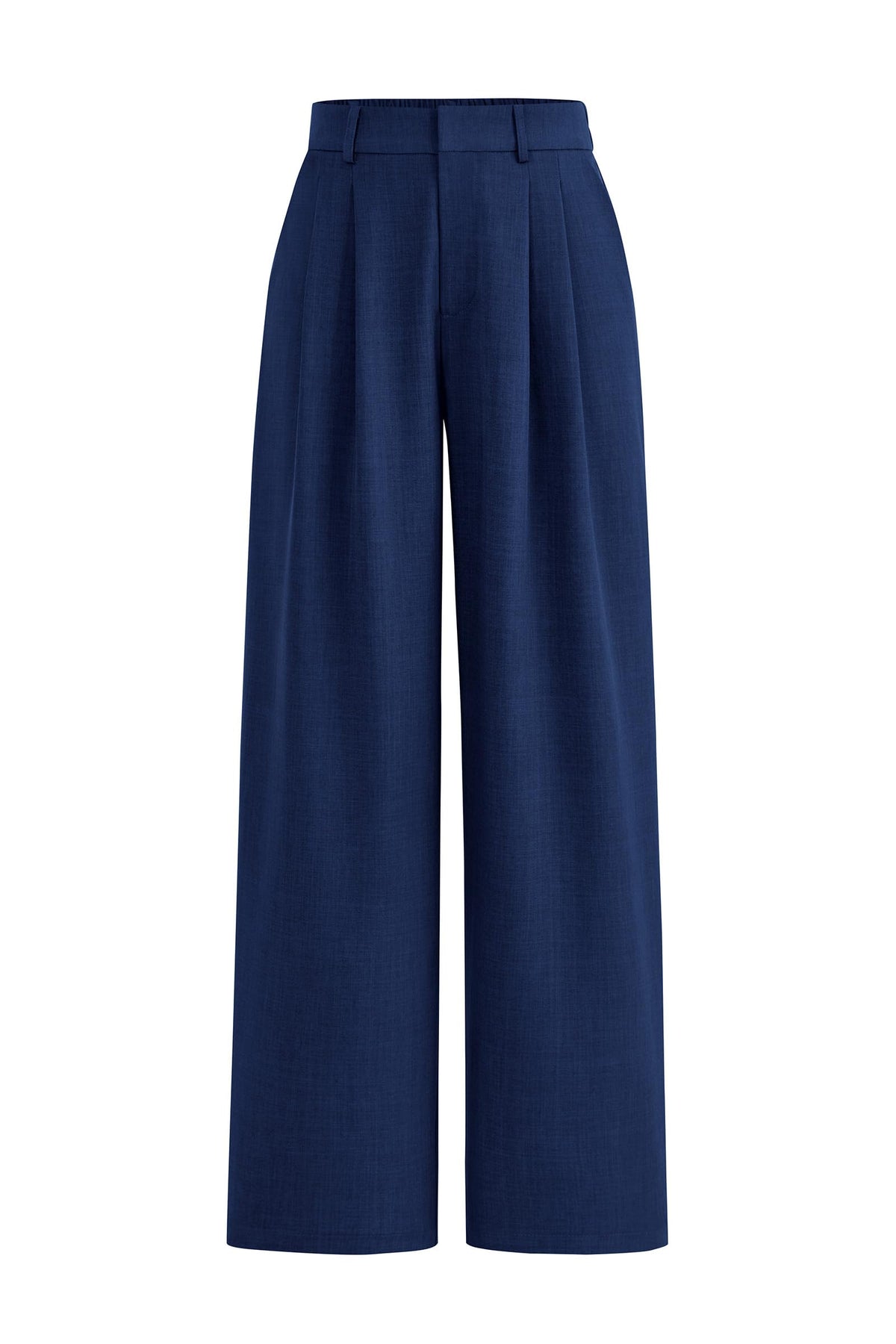 Elastic High Waisted Straight Leg Business Trousers Slacks With Pockets