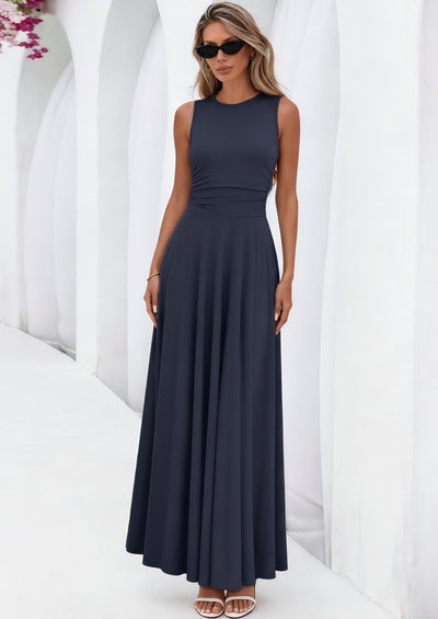 PRETTYGARDEN Womens Spring Dresses Casual Sleeveless Crewneck Aline Maxi Dress Stretch Tank Flowy Long Dresses
