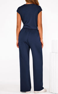 PRETTYGARDEN 2 Piece Matching Lounge Sets For Women Summer Short Sleeve Tie Front Crop Tops Casual Wide Leg Pants Tracksuit PRETTYGARDEN