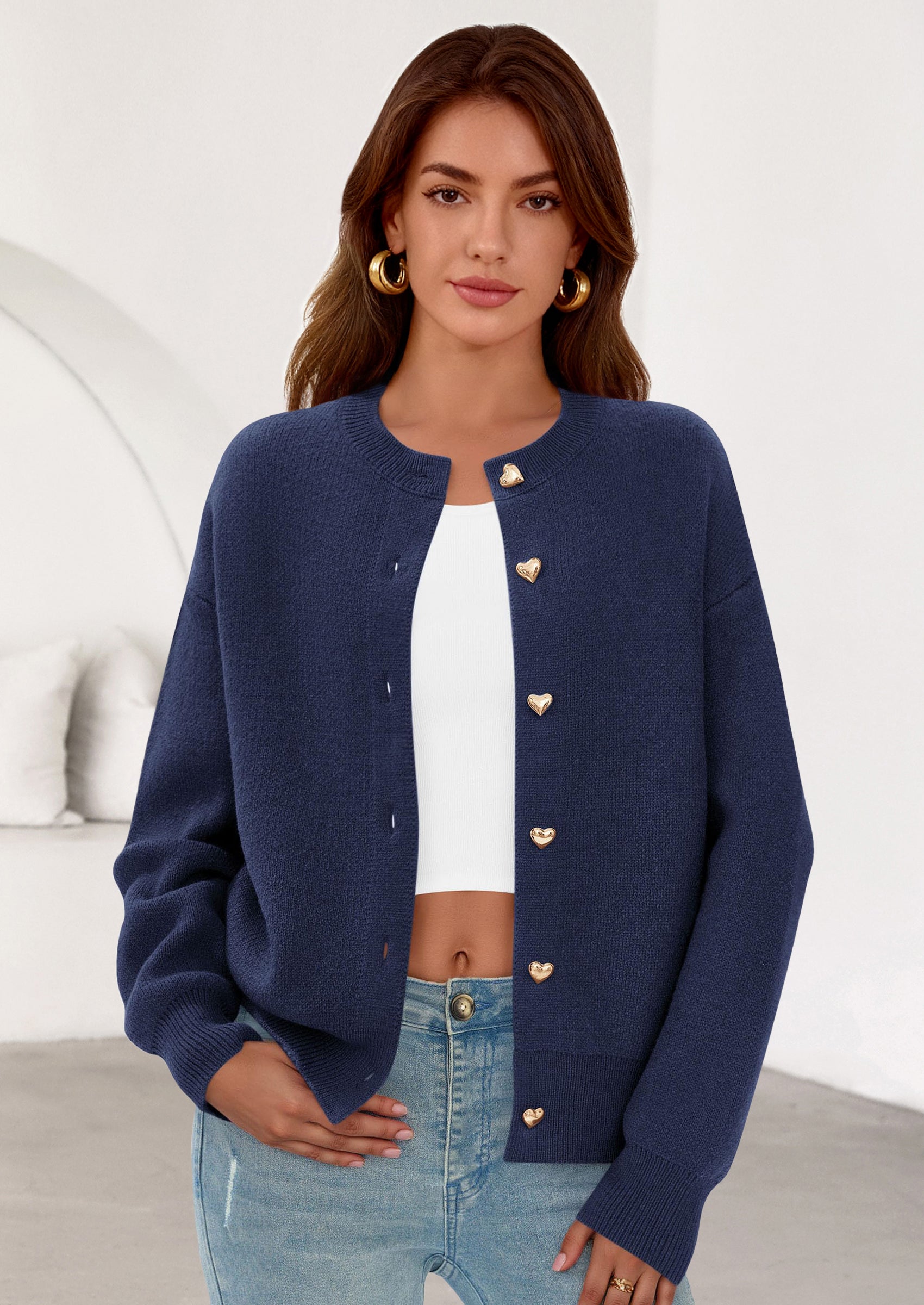 PRETTYGARDEN Cardigan Sweaters for Women Trendy Long Sleeve Open Front Button Down Jacket Fall Clothes Winter Coats