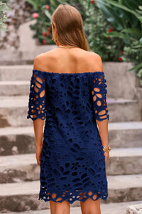 PRETTYGARDEN Women's Summer Off Shoulder Dresses Floral Lace Flare Short Sleeve Spring Vintage Elegant Mini Dress