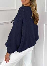 PRETTYGARDEN Women's Tie Front Bow Cardigan Sweaters Chunky Knit Long Puff Sleeve Trendy Fall Winter Jacket Coats