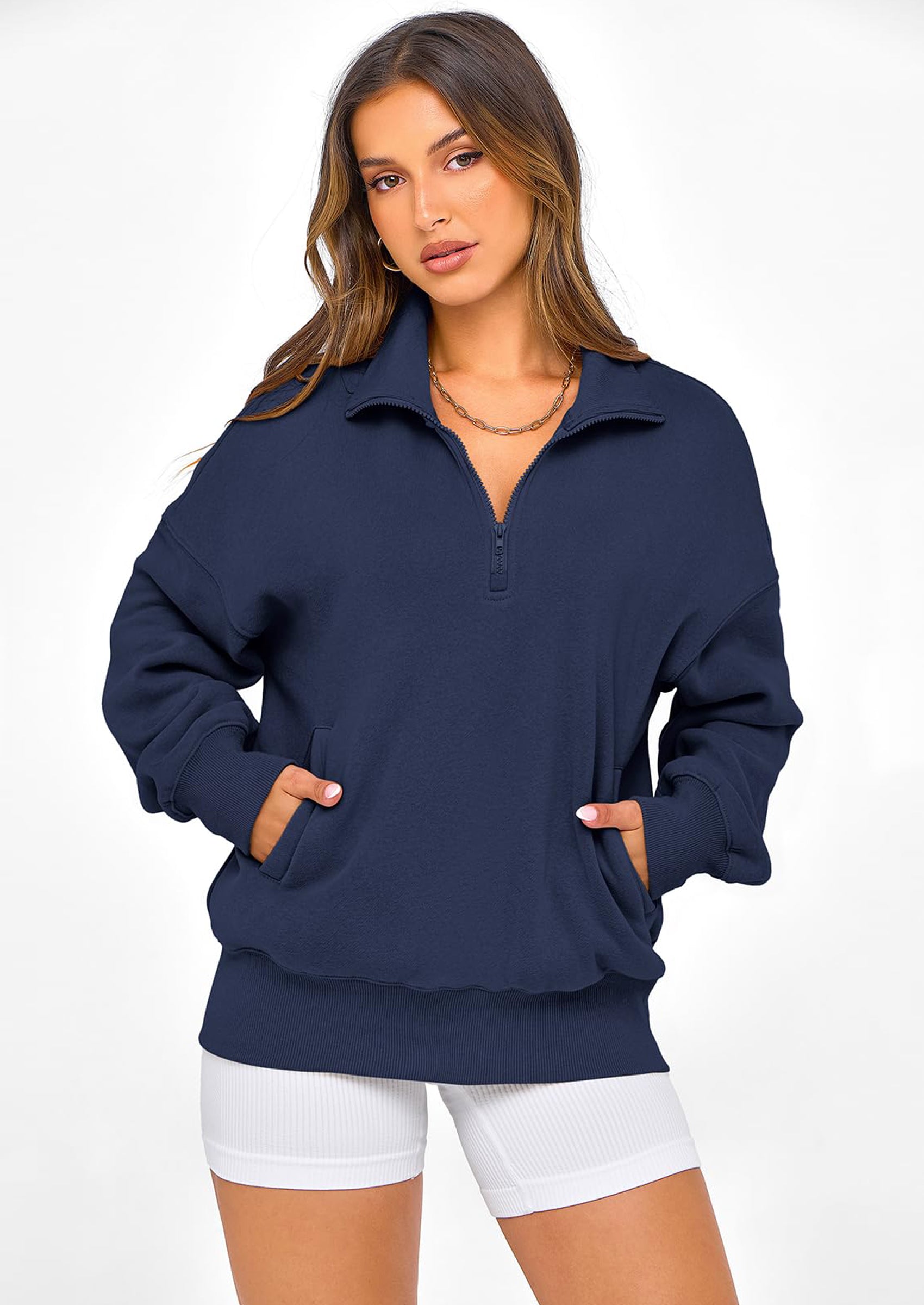 PRETTYGARDEN Womens Half Zip Oversized Sweatshirts Fleece Hoodies Trendy Long Sleeve Pullover Tops Y2k Spring Outfits
