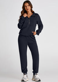 PRETTYGARDEN Long Sleeve Half Zip Sweatsuits Women 2 Piece Outfit Spring Casual Sweatshirt Sweatpants Lounge Set Tracksuit