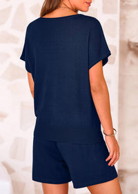 PRETTYGARDEN Two Piece Set for Women Summer Lounge Sets Shorts And Short Sleeve Tops Knitted Matching Travel Spring Outfits PRETTYGARDEN