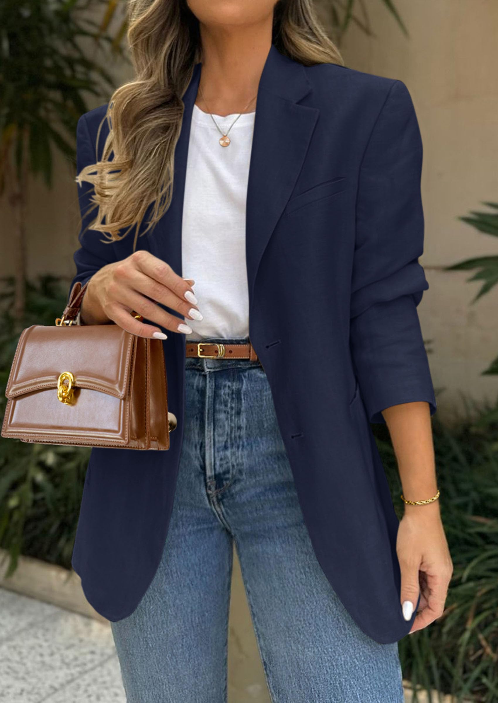 PRETTYGARDEN Blazers for Women Business Casual Long Sleeve Lapel Open Front Suit Jacket Work Blazer with Pockets