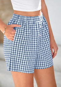 Womens Boxer Shorts 2025 Summer Casual Lounge Sleep Gingham Pajama Y2K Plaid Short Pants with Pockets