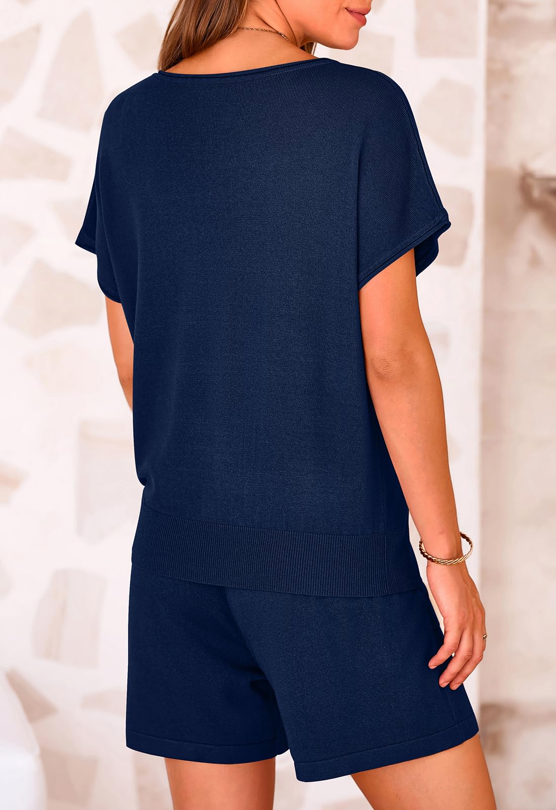 PRETTYGARDEN Two Piece Set for Women Summer Lounge Sets Shorts And Short Sleeve Tops Knitted Matching Travel Spring Outfits PRETTYGARDEN