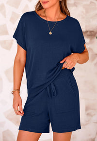 PRETTYGARDEN Two Piece Set for Women Summer Lounge Sets Shorts And Short Sleeve Tops Knitted Matching Travel Spring Outfits PRETTYGARDEN