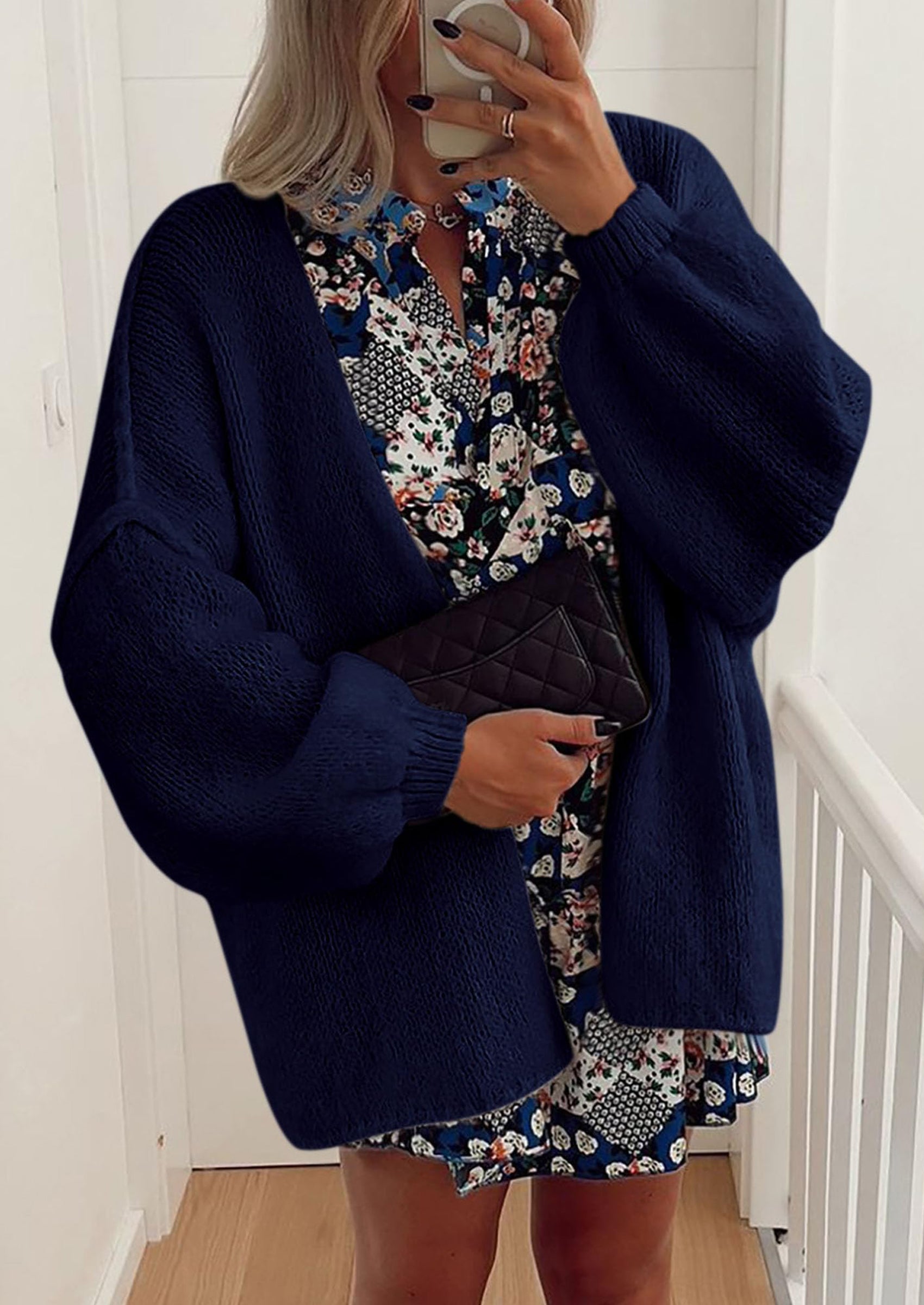 PRETTYGARDEN Womens Oversized Cardigan Sweaters Fall Long Lantern Sleeve Knit Open Front Lightweight Sweater