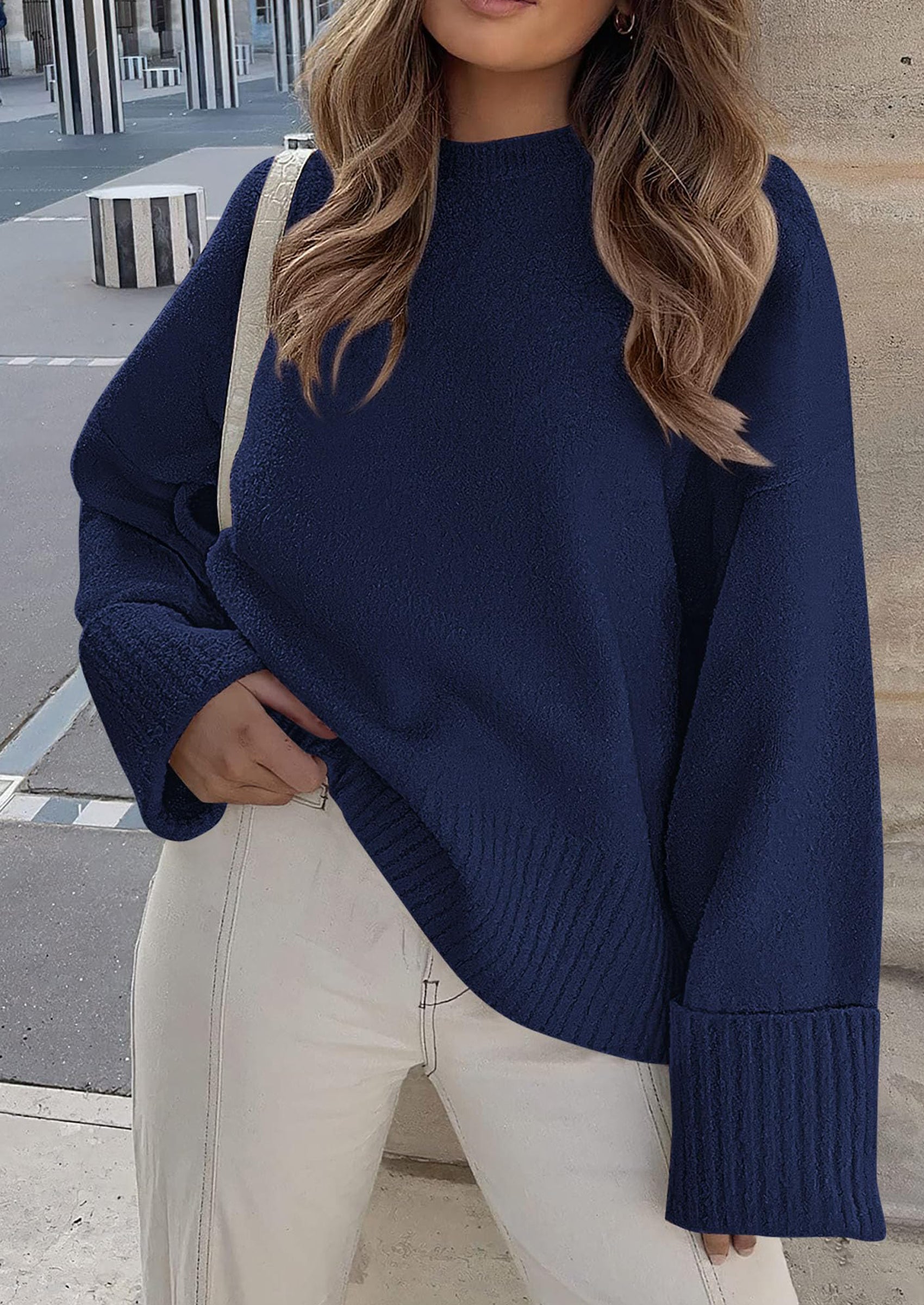 PRETTYGARDEN Women's Fall Oversized Sweaters Casual Crewneck Pullover Long Sleeve Fuzzy Chunky Knit Tops Blouse