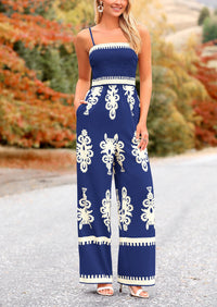 Boho Jumpsuits One Piece Outfits Spaghetti Strap Wide Leg Pants Rompers