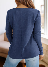 PRETTYGARDEN Long Sleeve Shirts for Women Fall V Neck Waffle Basic Tee Dressy Casual Winter Blouses Knit Tunic Tops